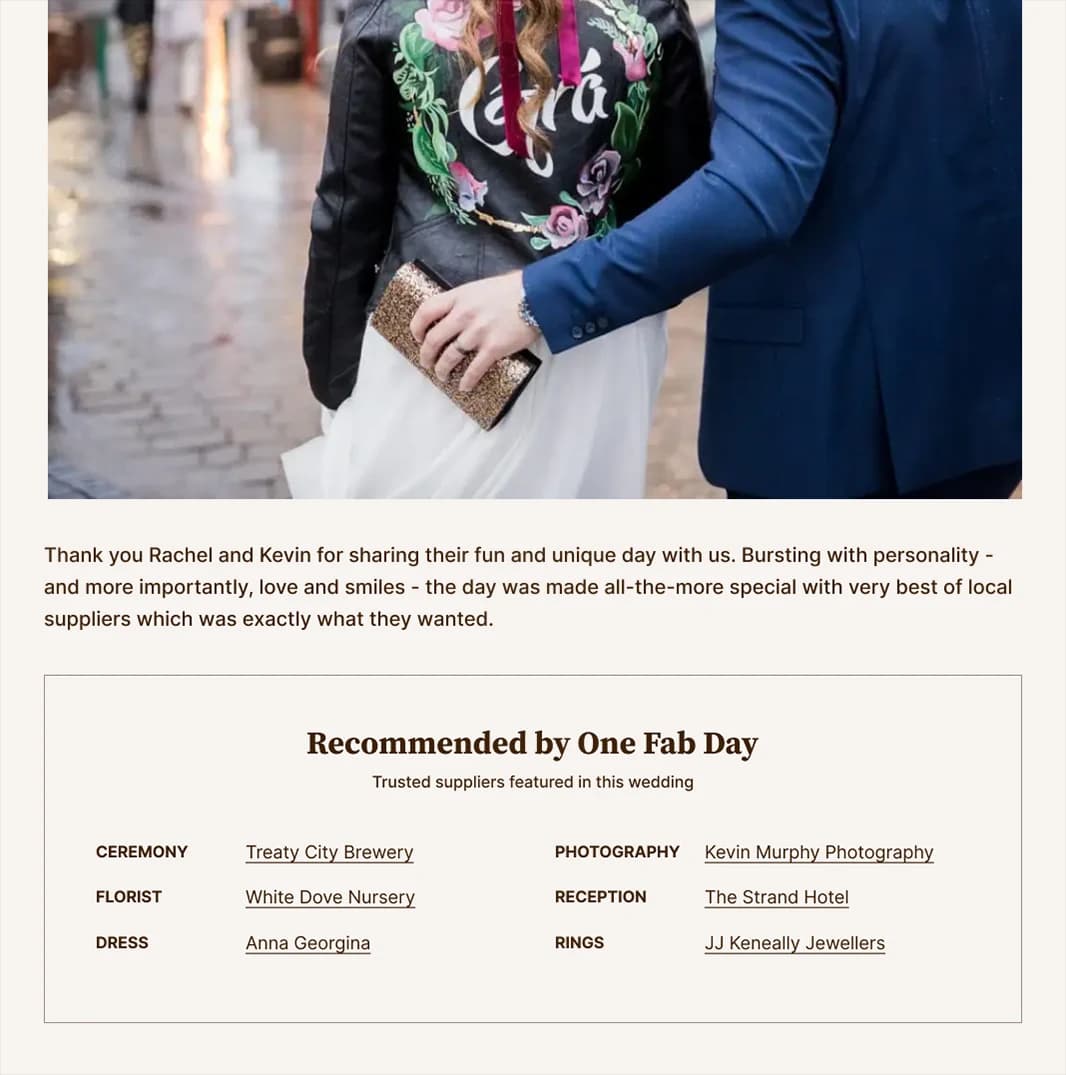 Editorial integration example from One Fab Day