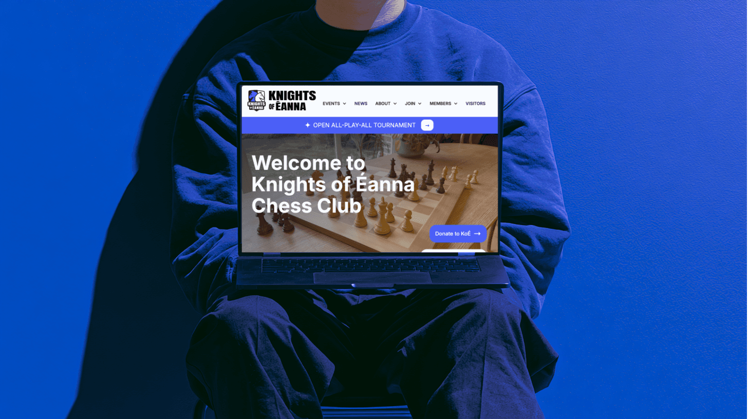 Knights of Éanna CRM shown on a laptop