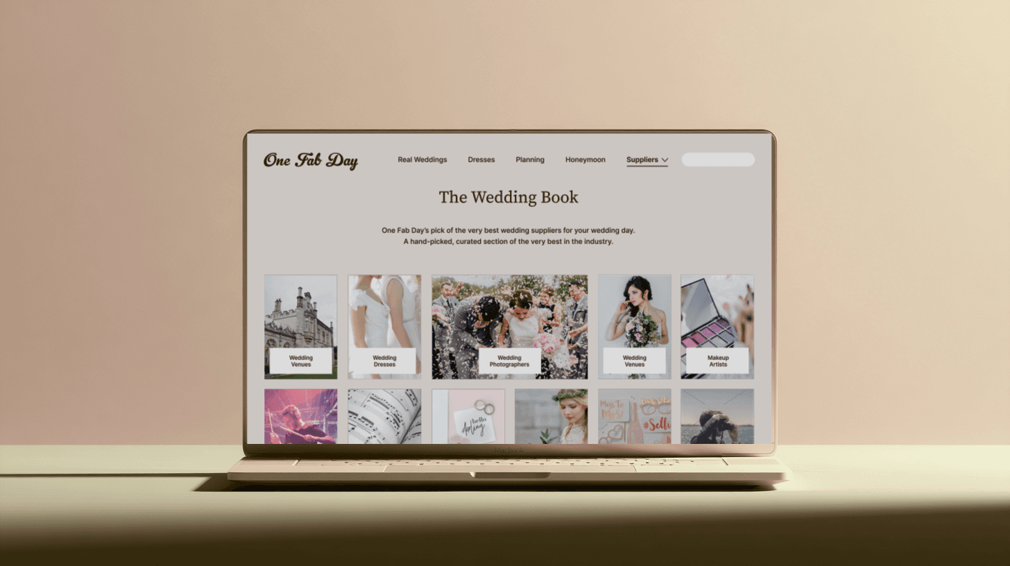 One Fab Day homepage and wedding imagery