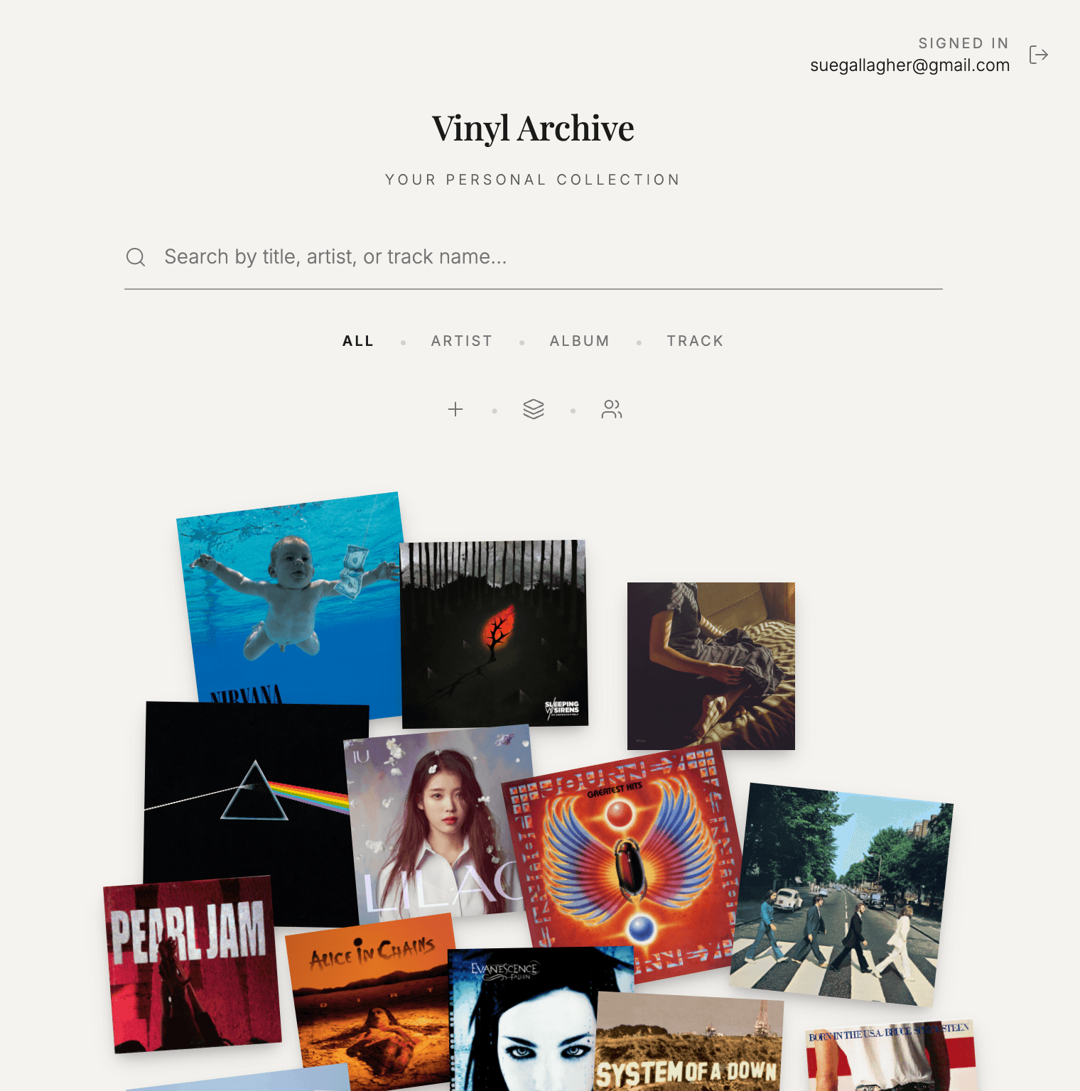 Vinyl Catalog App overview showing collection and browsing prototype screens