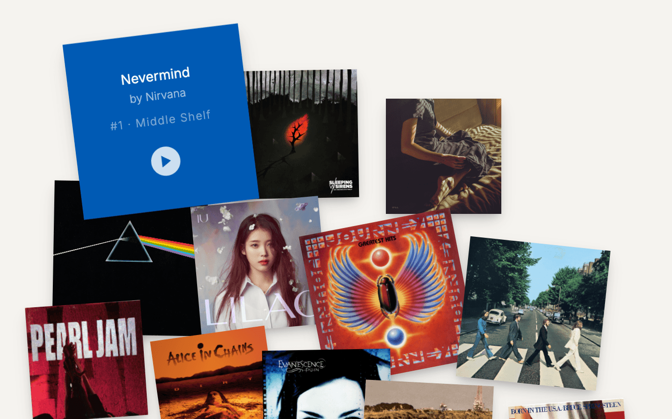 Vinyl Catalog App shelf and location support screens